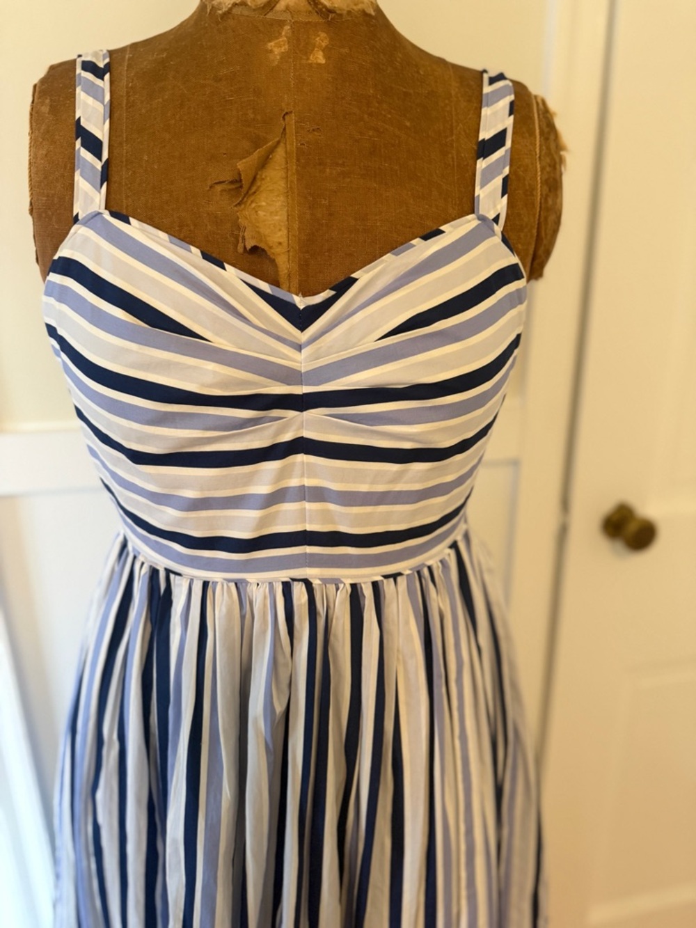 J. Crew Blue & White Striped Maxi Sundress